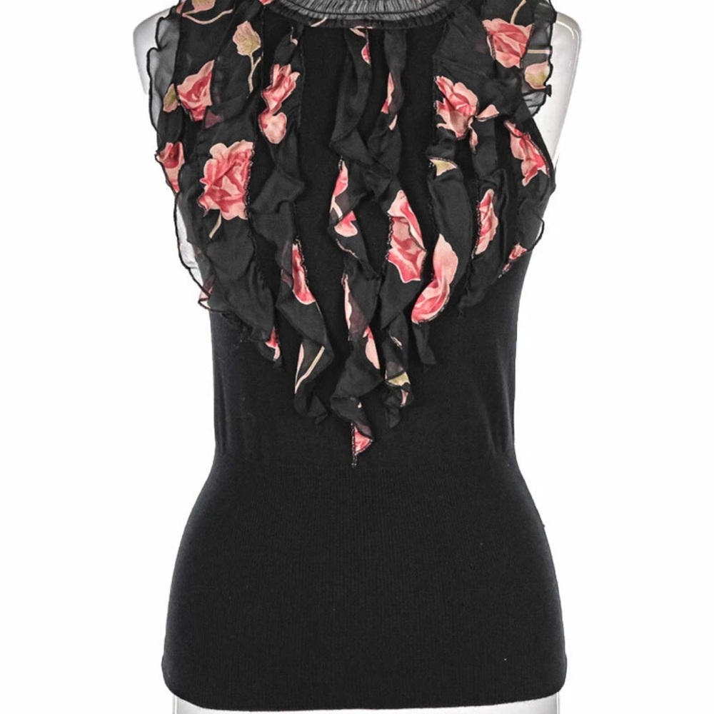 Tracy M Silk Floral Ruched Top Women M Mock Neck Whimsigoth Fairy Luxury Stretch